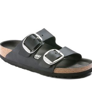 Arizona Big Buckle Birkenstock. Oiled black leather. Silver buckle. Size 40.